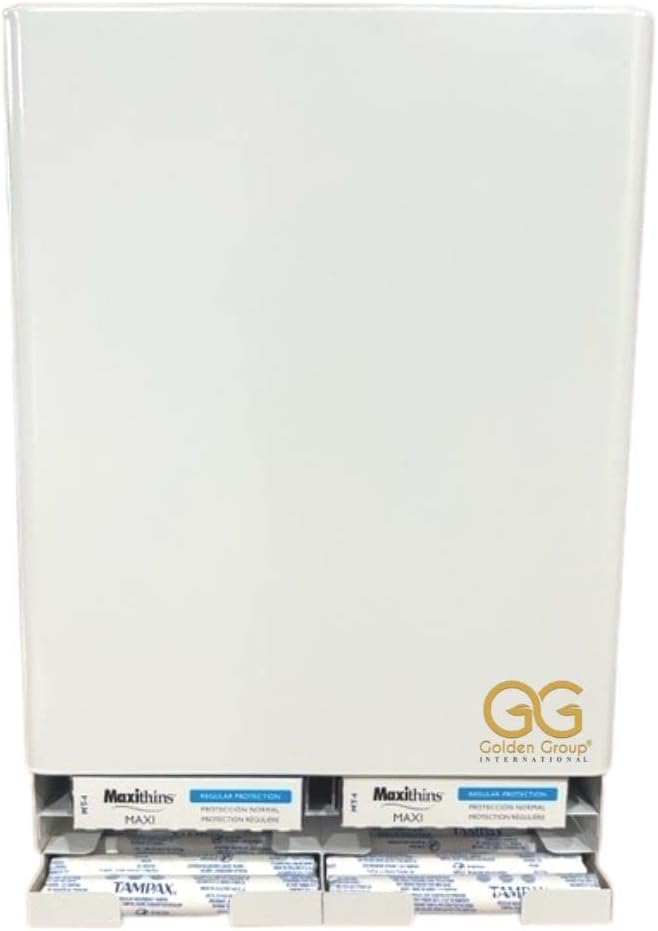 GG Golden Group International, Tampon & Sanitary Napkin Vending Dispenser, Steel Cabinet with Lock, Wall mountable, White Steel, SD9000WH – No Batteries Required