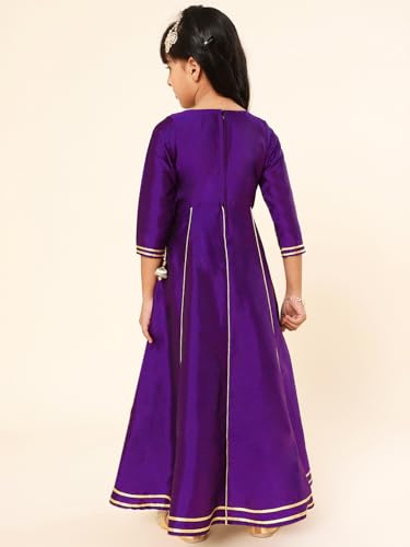 Image of A.T.U.N. (ALL THINGS UBER NICE) Girls Woven Design Gota Jacket Maxi Anarkali Gown
