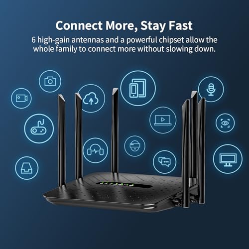 WiFi Router for Wireless Internet Network, AC1200 Dual Band 2.4 and 5ghz Smart Wi-Fi 5 Gaming Router with Fast Gigabit Ethernet Ports for Home Compatible with Spectrum - Image 5