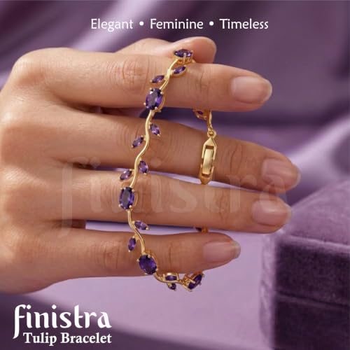 Image of finistra Tulip Bracelet for Women Stylish | Gold Plated Crystal Floral Jewellery | Adjustable Chain for Women & Girls Stylish | Elegant Tulip Bracelet for Women, Party & Daily Wear Accessory