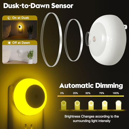 Image of fesnne Night Light, Night Lights Plug into Wall, Dusk to Dawn Sensor, Amber Led Night Light 0.5W, 8 Pack Nightlight for Adults, Bedroom, Bathroom, Hallway, Kitchen