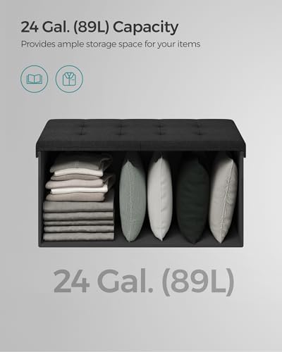 Image of SONGMICS 30 Inches Storage Ottoman, Foldable Bench with Flipping Lid