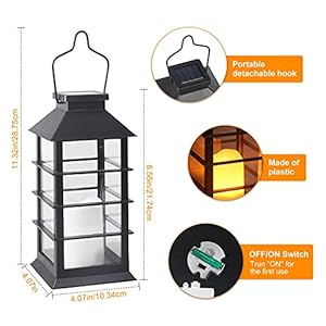 2 Stück Solar Laterne für Außen, Ulmisfee Solar Gartenleuchte mit LED Kerze, IP44 Wasserdicht Dekorativ Solarlampe für Außen Hängend Solarleuchte für Garten Terrasse Veranda Hof Weihnachten (Warmweiß) – Bild 5