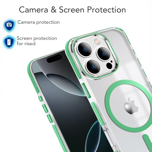 Image of MINTZZ ️ for iPhone 16 Pro Max Case, Compatible with MagSafe, Military-Grade Protection, Yellowing Resistant, Scratch-Resistant TPU Back, Magnetic Phone Case for iPhone 16 Pro Max Green