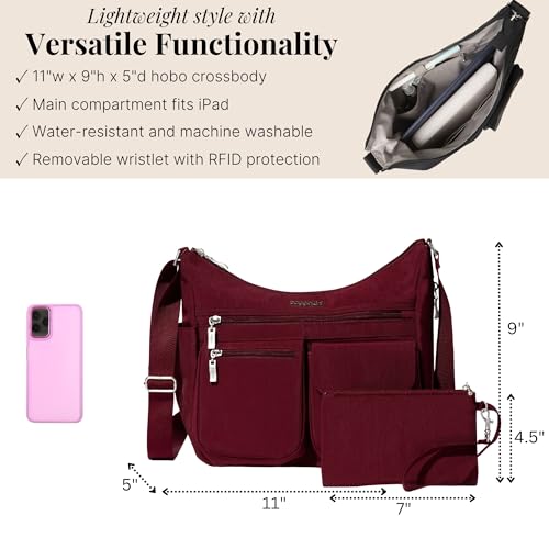 Image of Baggallini womens Everywhere Bagg Crossbody Women 11x9 Lightweight Nylon Hobo Water-resistant Travel Bag W /Rfid
