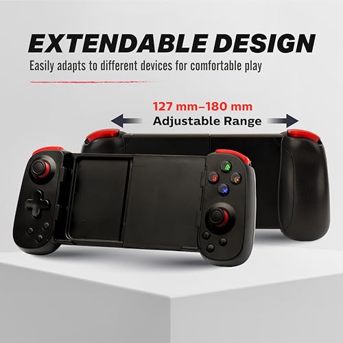 Image of NITHO Wireless Mobile Gaming Controller for iOS & Android Phones, PC, Tablets, Switch | Adjustable Size, Turbo, RGB LED lights, Gamepad for Cloud Gaming, PS Remote Play, Arcade MFI Games