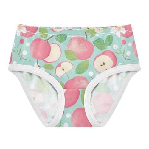 Wusikd Apples Girls' Underwear Cotton White Flower Girls Briefs Soft Toddler Underwear 2T