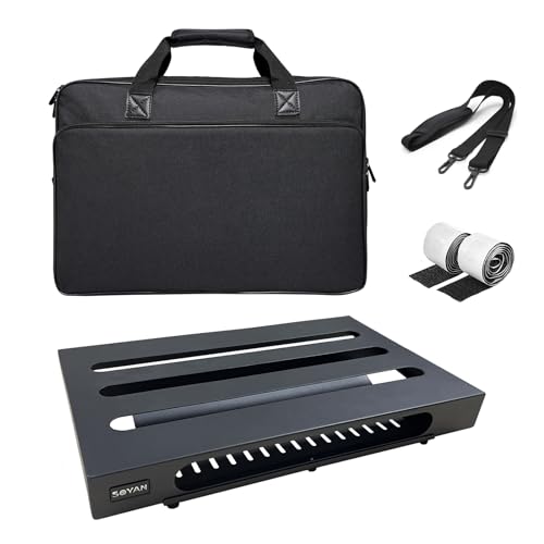 SOYAN 45,7 x 30 cm Gitarren-Pedalboard mit Netzteilablage, Tragetasche und Montagebändern im...
