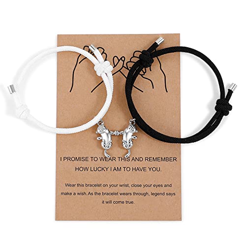 SLOONG 2Pcs Couple Bracelets & Necklaces Otter Bracelet & Necklace Set - Cute Sea Otters Gifts for Mom, Sister, Girlfriend, Boyfriend, Best Friend Forever