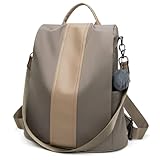Women Backpack Purse Waterproof Nylon Anti-theft Rucksack Lightweight School Shoulder Bag (Khaki)