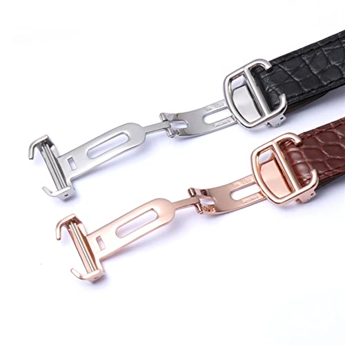 Bracelet de montre en cuir véritable alligator agate pour Cartier Tank Solo