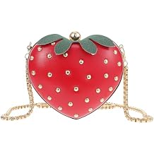 VALICLUD Strawberry Purse Crossbody Bag for Girls Cute Chain Shoulder Bag Small Fruit Shaped Handbag Wallet for Women Daily Use