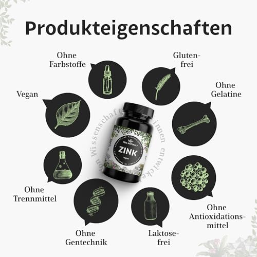 Zink Tabletten - 365 Stück im Jahresvorrat - Hochdosiert mit 25mg je Tagesdosis - Hochwertig: Zink-Bisgylcinat - Laborgeprüft, ohne Zusätze wie Magnesiumstearat - Vegan