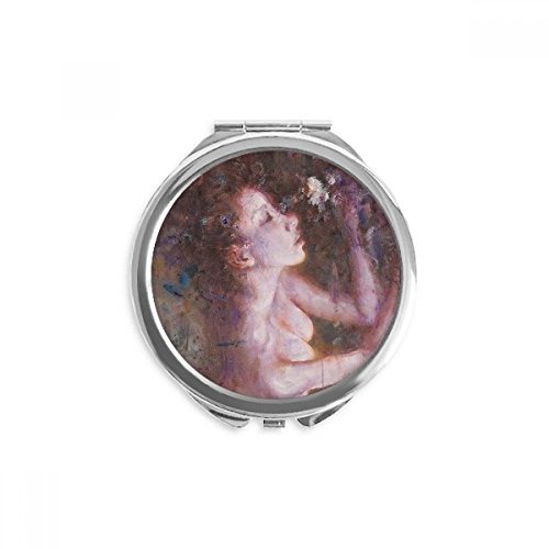 Miroir rond maquillage de poche peinture à l'huile multicolore fait main