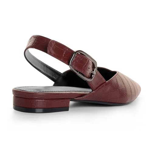 Image of Slingback Flat Shoes for Women Pointed Closed Toe Flat Mule Sandals Casual Comfortable Office Dressy Shoes
