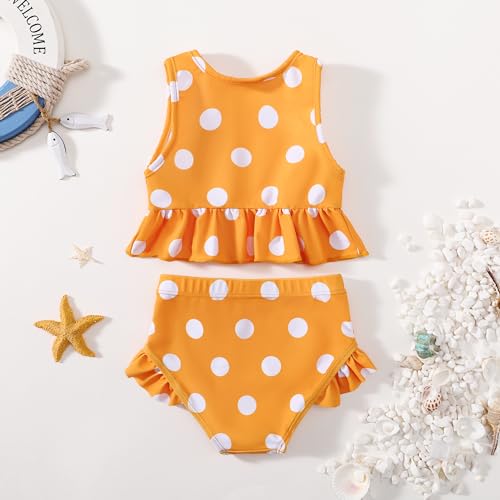 Image of Baby Swimsuit Girl Two Piece Bathing Suit Toddler Girls Summer Beach Ruffle Tankini Swimwear 1-7Y