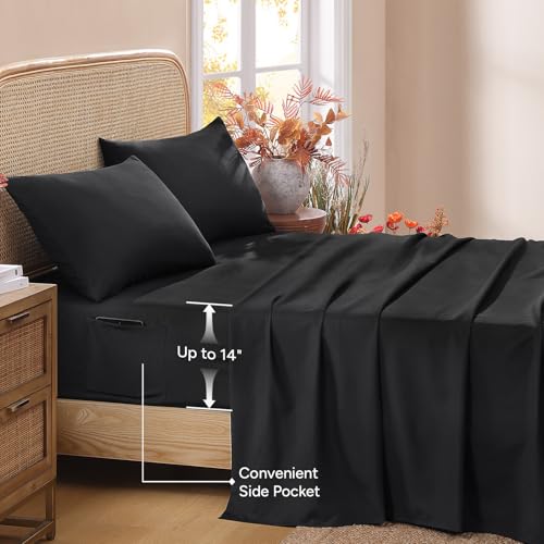Image of Andency Queen Size 7 Piece Reversible Bed in a Bag - Botanical Floral & Gingham Comforter Set, Farmhouse Vintage Rustic Comforter,Black