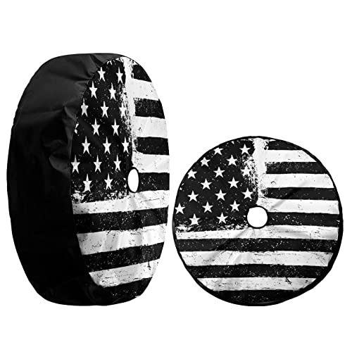 Image of Delerain Spare Tire Cover with Backup Camera Hole American Flag Wheel Covers Waterproof Dust-Proof UV Sun Universal Fit for RV Trailer RV SUV Truck (17 Inch for Diameter 31 inch-33 inch)