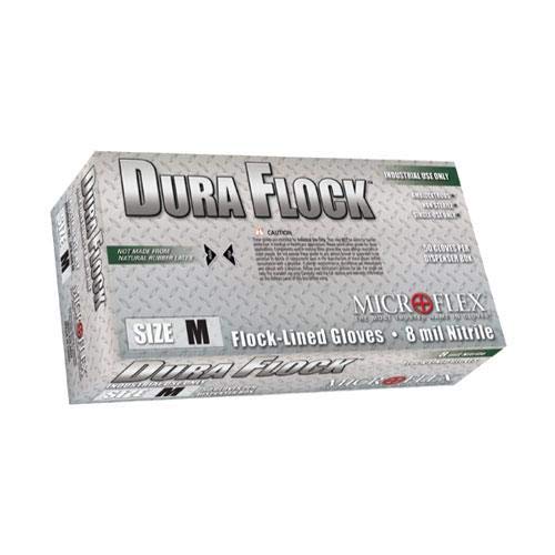 Microflex DFK-608-M, Dura Flock Glove, Nitrile, Medium, Pack of 50
