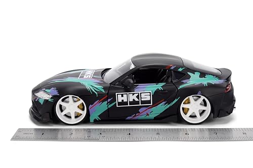 Jada Toyota GR Supra HKS 1:24 Modelo Diecast Negro/Verde miniatura 3