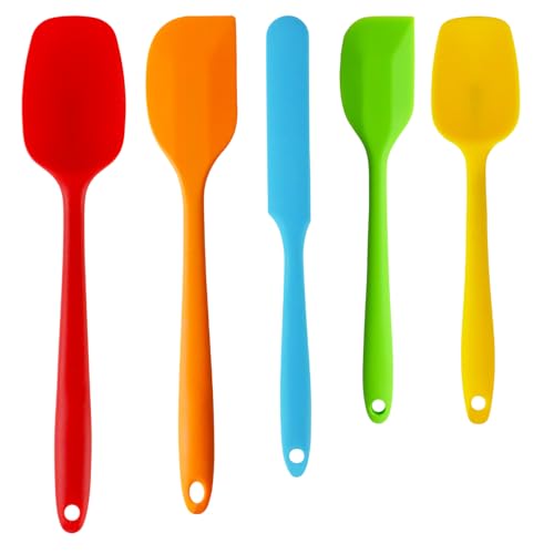 Hmseng 5 Pcs Silicone Spatula, Food Grade Heat Resistant Spatulas Set for Baking, Cooking, and Mixing, BPA Free Non Stick Rubber Spatula Set-Colors