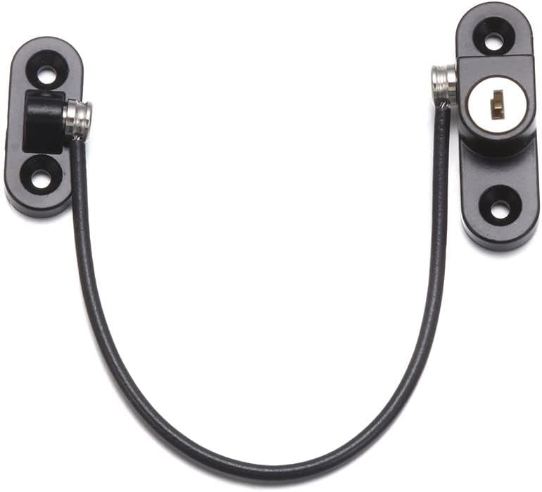 Window Lock Wire Cable Catch Security Door Safety(Black)