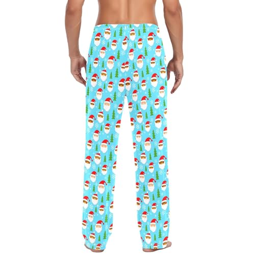 Santa Claus and Christmas Tree Men's Pajamas Pants Cotton Sleep Bottoms Pants Lounge Sleepwear - S3