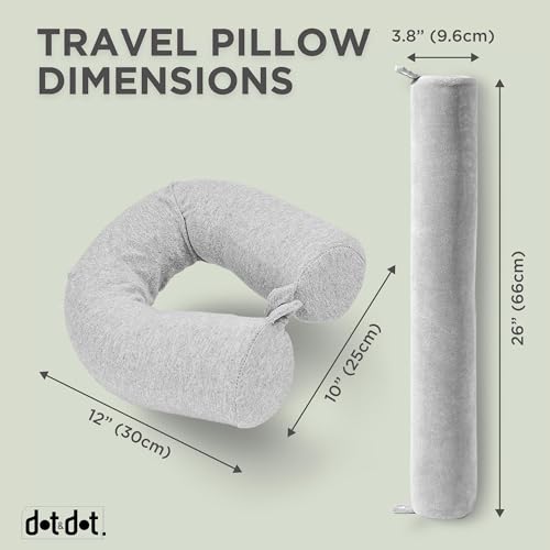 Dot&Dot Twist Memory Foam Travel Pillow, Bendable Neck Pillow for Airplane, Car and Home, 26-Inch Adjustable Roll with Washable Cotton Cover, Gray - Image 4