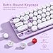 MIKIBY i68 Wireless Typewriter Keyboard and Mouse Combo,Purple Keyboard with 2.4GHz Connection, Cute Retro Aesthetic Design Round Keycaps for Tablet, Phone, PC and Win/Mac/Android(Purple)