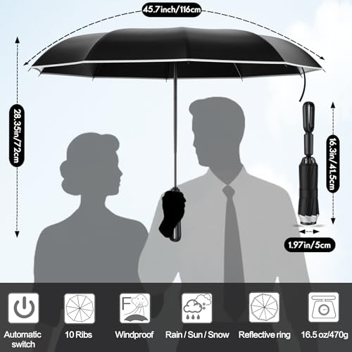 Auto Open Close Umbrella - Ultra Light Compact Travel & Backpack Size for Women and Men, UPF 50+ Eco-Friendly Sun Protection & Windproof Rain Umbrella with UV Defense2
