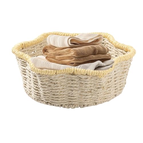 Renchey Cesta De Frutas - Cesta Decorativa De Cocina Mimbre Imitación | Portafrutas Decorativo Entretejido para Cocina Sala Comedor Despensa Guardería Picnic