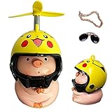 ACEDOAMARE Ceramic bamboocopter Headgear Cute Pink Pig Bicycle Motorcycle Motorbike Handle car Center Console Interior Decoration Accessories for Children and Adults (Pikachu)
