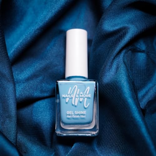 Image of Nails & More Sky Blue Nail Polish, Argan Oil-Infused Gel Shine, Clear Blue Nails, Summer Nail Color | 10ml