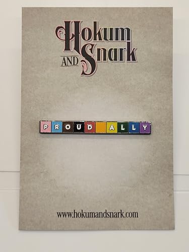 Image of Proud Ally Enamel Lapel Pin with Rainbow Pride Colors for LGBTQ and Trans Rights Support