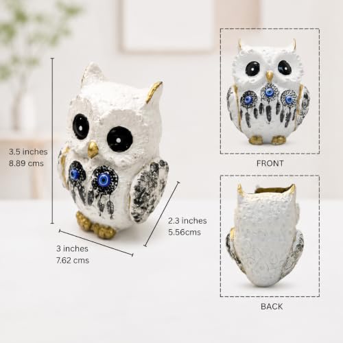 Image of Owl Statue for Good Luck | Resin Owl Statue for Vastu & Home Decor|Lucky Owl Showpiece for Living Room,Office Desk & Table Decor|Spiritual Gift for Housewarming,Diwali & Corporate Gifting | 5 Inch