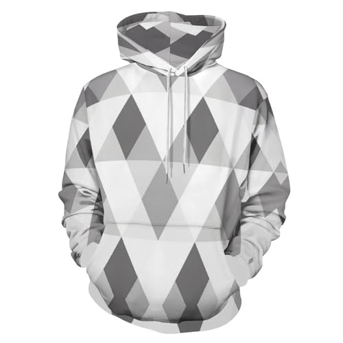 Sweat à Capuche Imprimé 3D en Grille de Diamant pour Vos Sorties Décontractées et Week-ends
