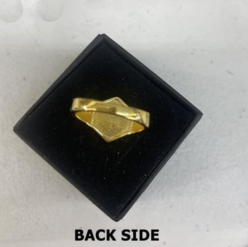 Image of 18k gold plated brass Hexagon shape initial ring already sized ring