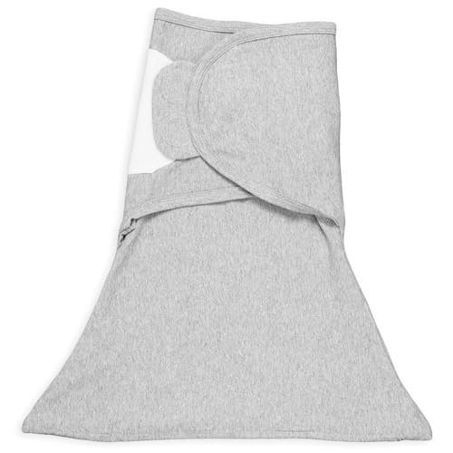 Image of SleepingBaby Zippy Swaddle - 100% Cotton Newborn Swaddle Transition Wearable Blanket with Bottom Zipper - Secure, Breathable for Safer Sleep - Heather Grey - Medium /Large (12-18 lbs)
