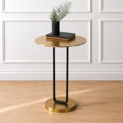 Image of Decor de Maison Brings Handcrafted Irwin'S Obsidian Table in Metal | Bed & Sofa Side Tables |End Table for Living Room, Bedroom, Office, Home Decor, Coffee Table (24 in Height) (Gold & Black)
