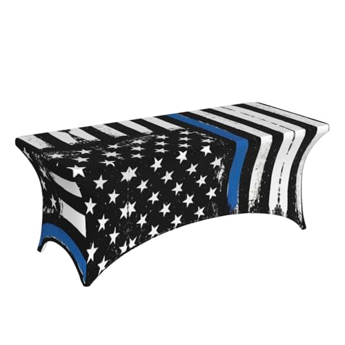 Housse de table extensible élasthanne bleu rétro drapeau USA - 4