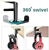 Headphone Stand Holder with Cable Clip,Klearlook 360 Degree Swivel Adjustable Springed Clamp Headset Desk Hook,Universal Adjustable Headphone Hanger Earphone Clip Gaming Headset Mount Display-Black #2