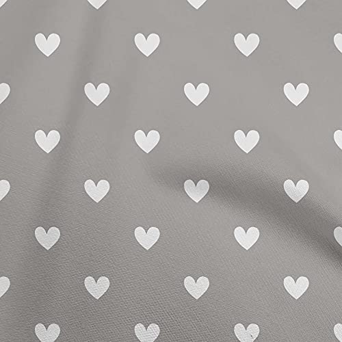 oneOone Cotton Jersey Light Gray Fabric Hearts Quilting Supplies Print Sewing Fabric By The Yard 58 Inch Wide