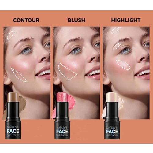 Highlight, Bronze and Blush Contour Stick, Professional Face Shaping & Contouring Stick Makeup, Easy to Apply with Buildable Coverage, Long Lasting & Waterproof (#1,3,4, medium) - Image 4