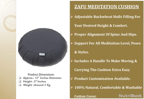 Image of Buckwheat ZAFU Meditation Cushion Filled with Buckwheat Hulls (Grey)