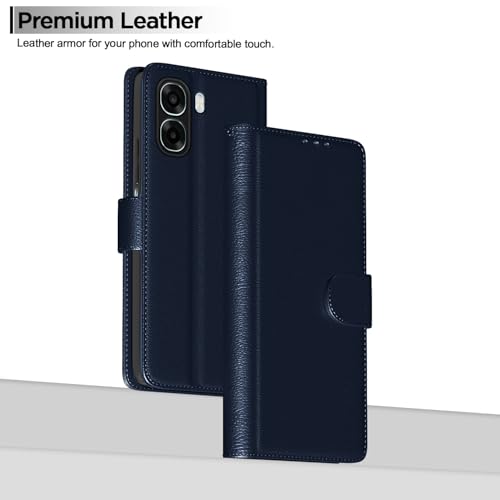 Image of Amazon Basics Flip Cover for Oppo K14x 5G / Oppo A6x 5G / Oppo A6s Leather Finish | Wallet Stand and Shock Proof | Inside TPU with Card Pockets | Complete Protection Flip Case (Blue)