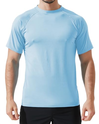 Arcweg Herren Rashguard UV T-Shirt Schwimm Shirt Kurzarm Schnell Trocknend Wassersurf-Shirt UPF 50 Tops Badeshirts