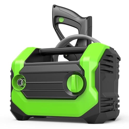 Amecke 高圧洗浄機 ガン・ホースが工具なしで接続できる静音・小型タイプの洗浄機 最大許容圧力10MPa 柔らか高圧ホース7M 節水 ミドルモデル 水道接続式 自吸も可能 IPX5防水 業務用 家庭用 (グリーン 110V 50/60HZ,ロングガン型