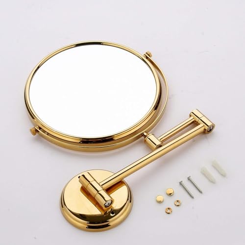 Image of CIPLA PLAST Shaving Mirror for Bathroom | Round Makeup Mirror | Black Mirror | 360 Degree Rotation | Round Brass and Stainless Steel Body | Wall Bracket Mirror with Adjustable Frame (Bronze)