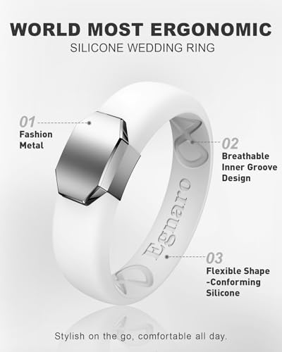 Image of Egnaro Silicone Wedding Bands Women, Inner Arc Ergonomic Breathable Design