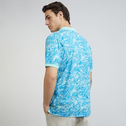 Image of Colorplus Men's Pure Cotton Print Pattern Tailored Fit Polo Neck Half Sleeve Casual T-Shirt